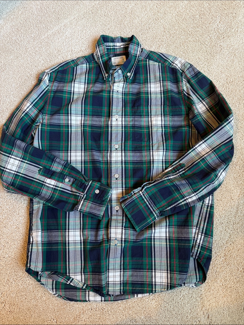 Crewcuts Boys 14 Navy Plaid Button-Down Shirt